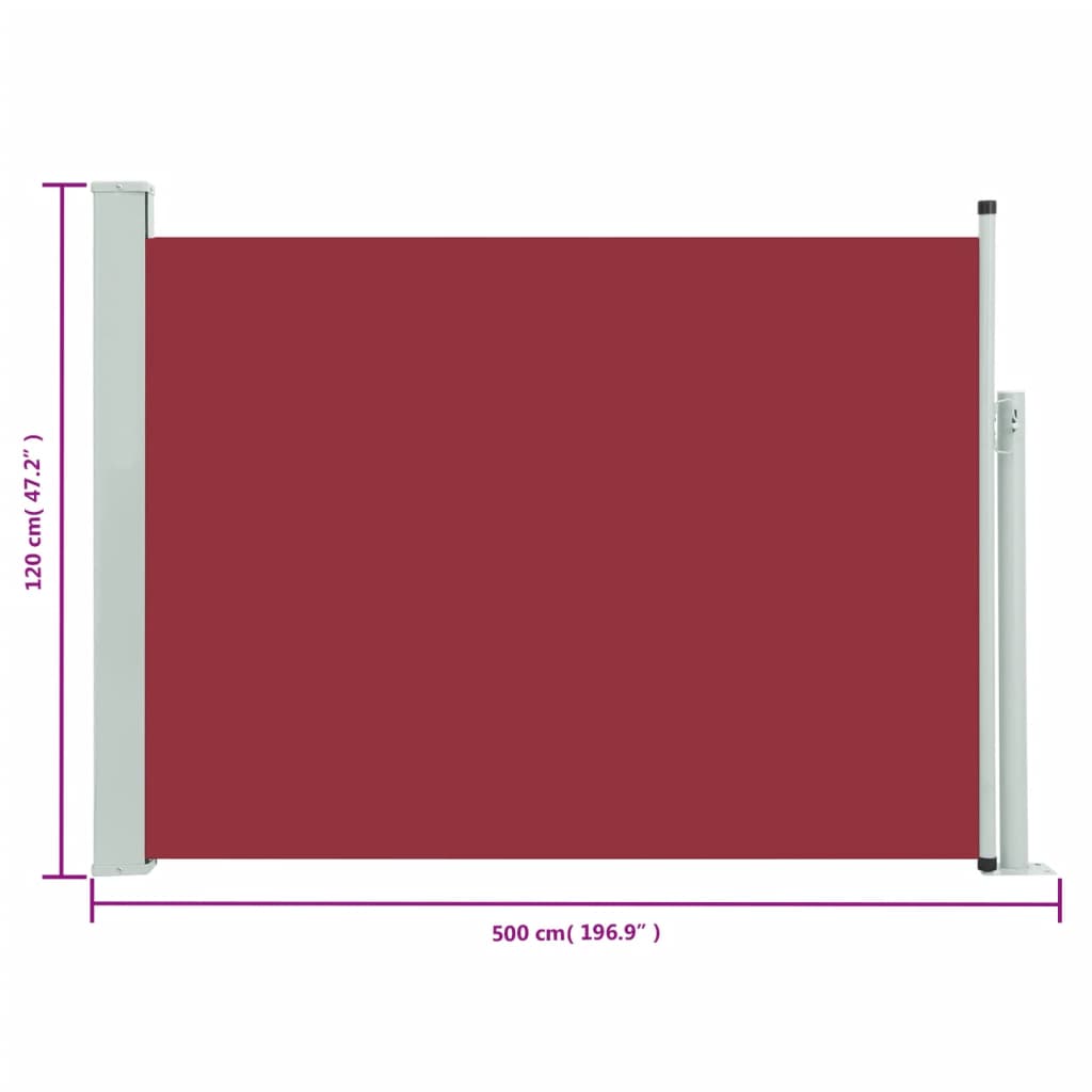 Tuinscherm uittrekbaar 120x500 cm rood - AllerleiShop