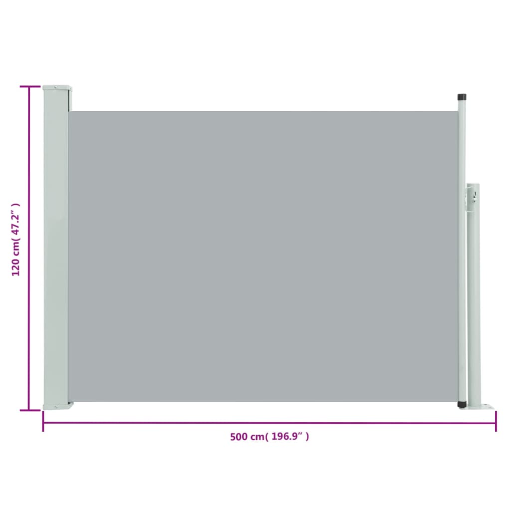 Tuinscherm uittrekbaar 120x500 cm grijs - AllerleiShop