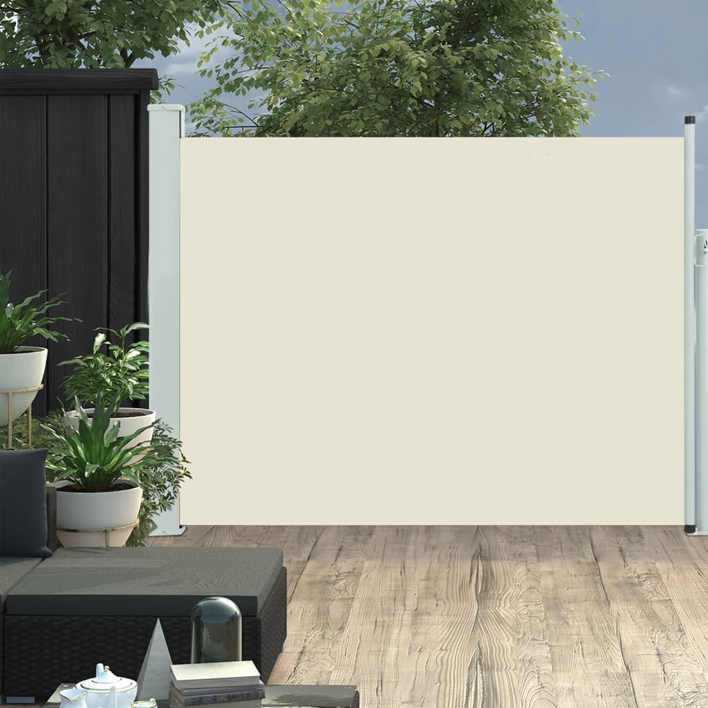 Tuinscherm uittrekbaar 140x500 cm crème - AllerleiShop