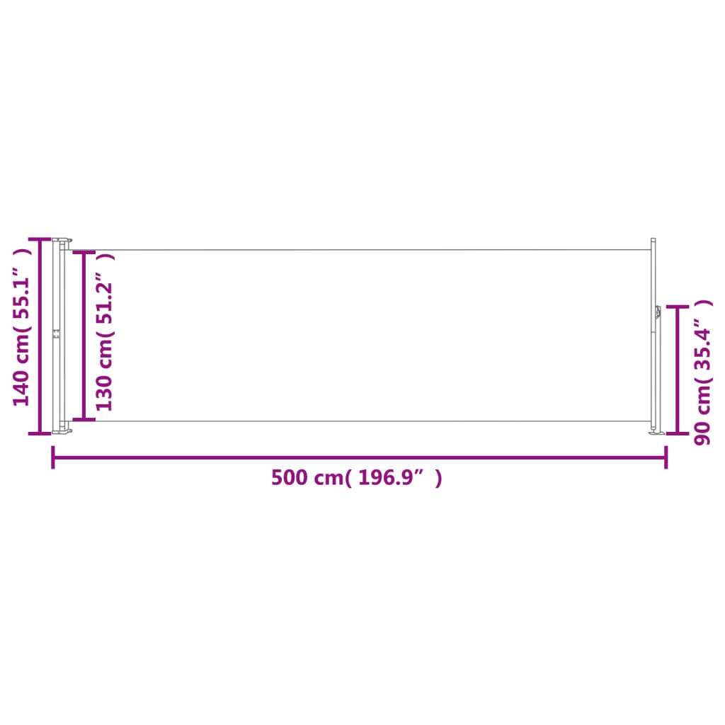 Tuinscherm uittrekbaar 140x500 cm grijs - AllerleiShop