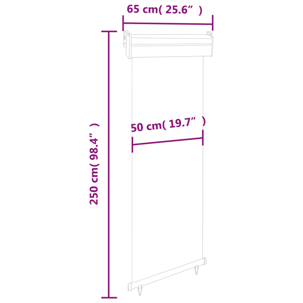 Balkonscherm 65x250 cm grijs - AllerleiShop