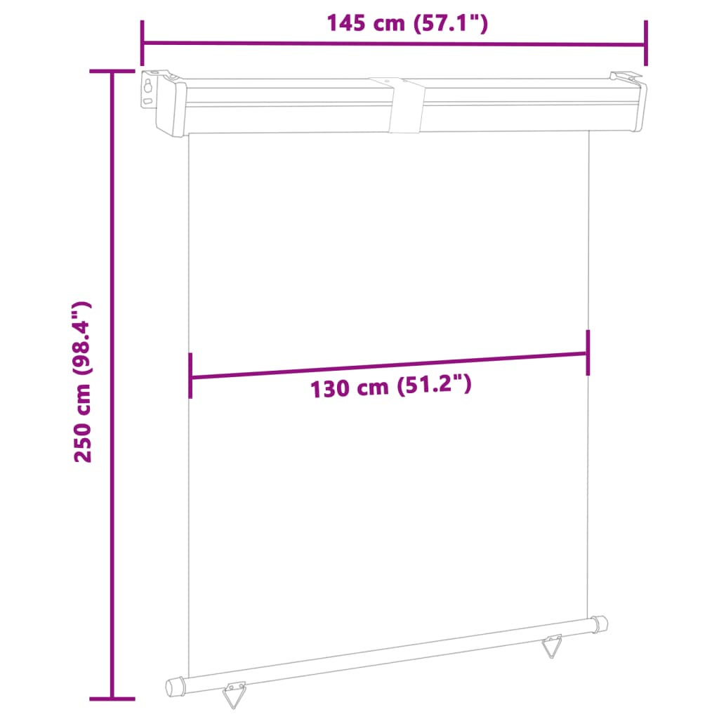 Balkonscherm 145x250 cm zwart