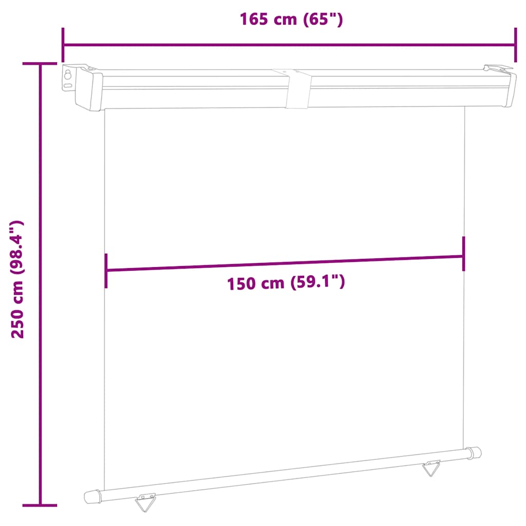 Balkonscherm 165x250 cm crèmekleurig