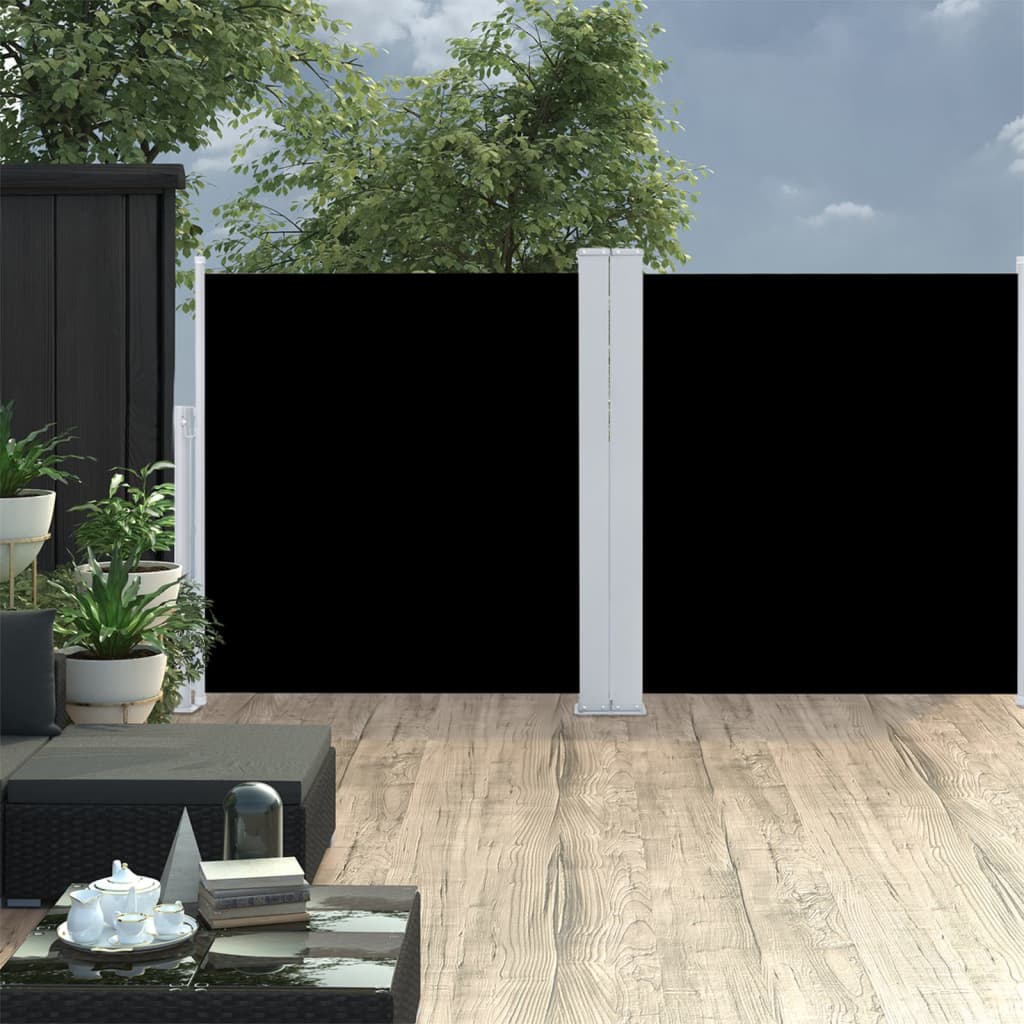 Windscherm uittrekbaar 100x600 cm zwart - AllerleiShop