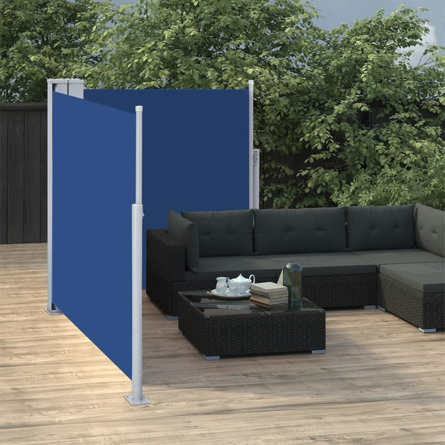 Windscherm uittrekbaar 100x600 cm blauw - AllerleiShop