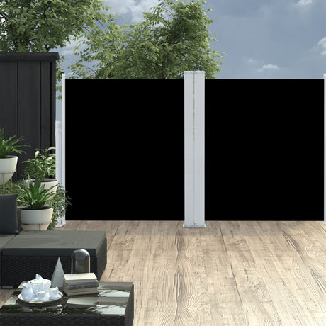 Windscherm uittrekbaar 140x600 cm zwart - AllerleiShop