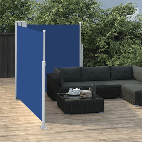 Windscherm uittrekbaar 140x600 cm blauw - AllerleiShop