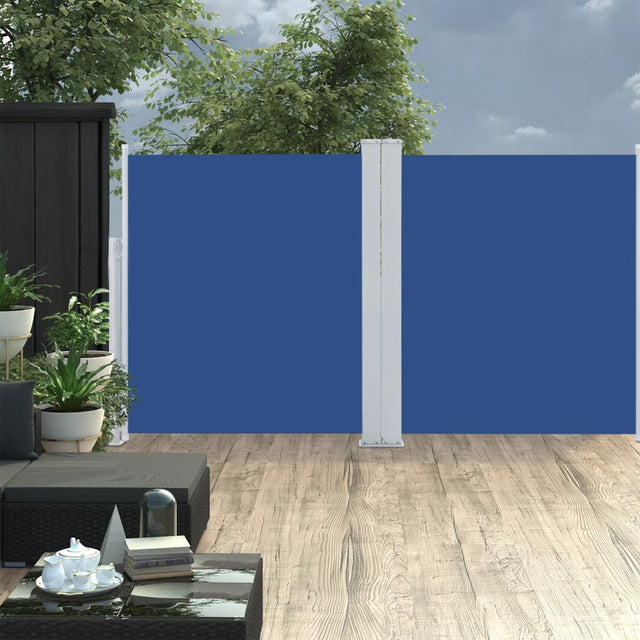 Windscherm uittrekbaar 140x600 cm blauw - AllerleiShop