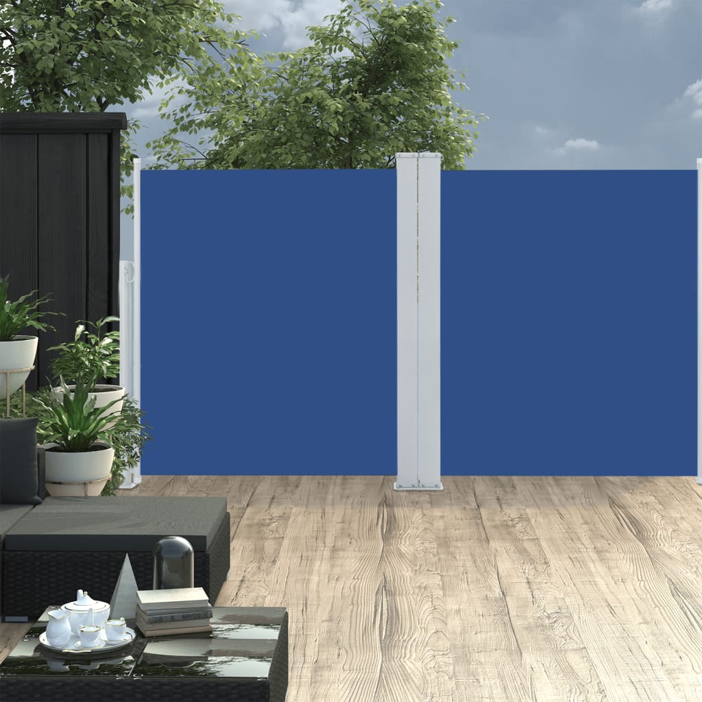 Windscherm uittrekbaar 160x600 cm blauw - AllerleiShop