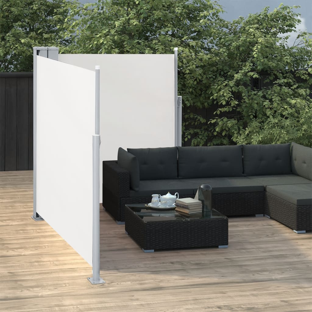 Tuinscherm uittrekbaar dubbel 170x600 cm crème - AllerleiShop