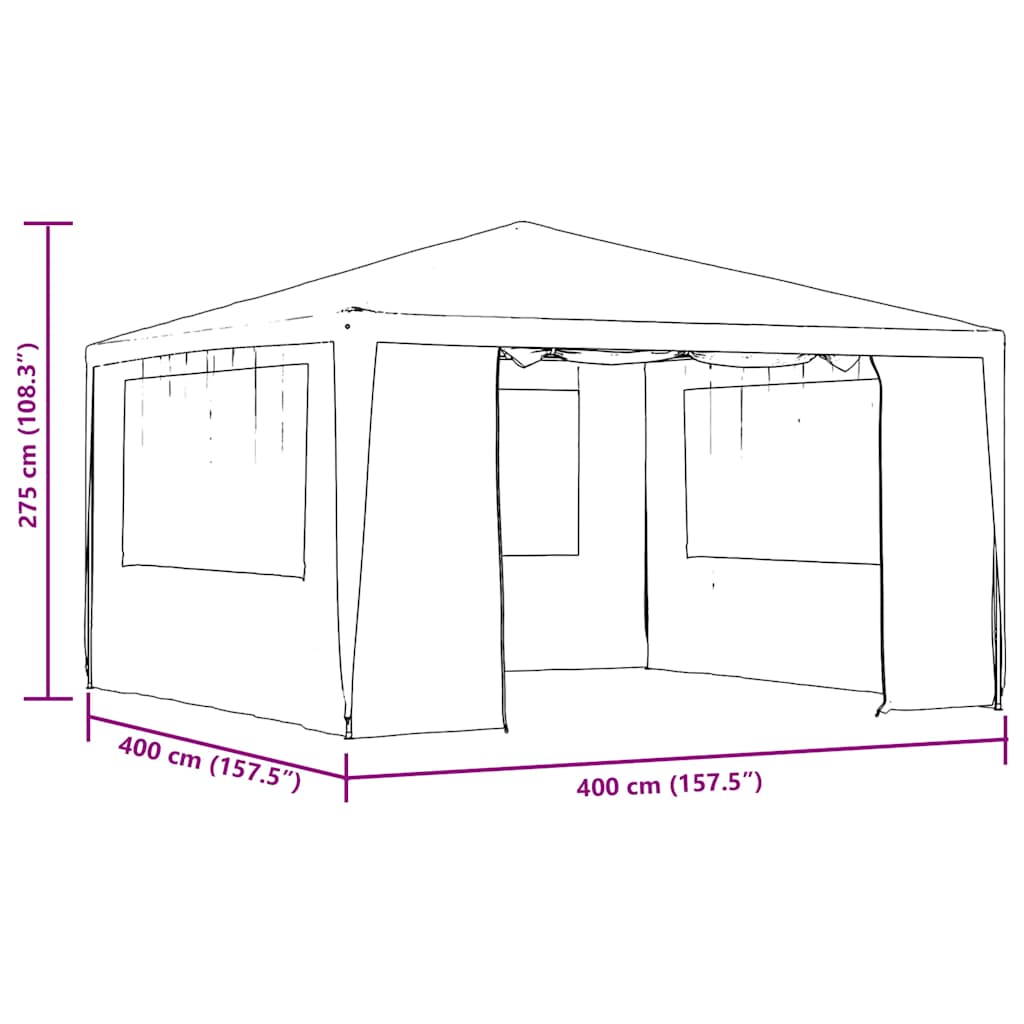 Partytent met zijwanden professioneel 90 g/m² 4x4 m groen