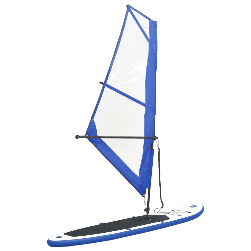 Stand-up paddleboard opblaasbaar met zeilset blauw en wit - AllerleiShop