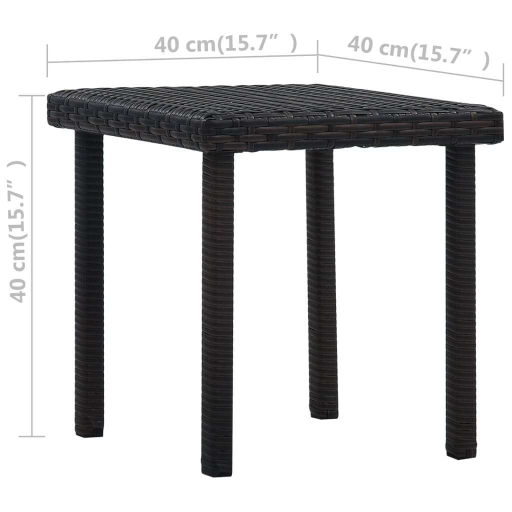 Tuintheetafel 40x40x40 cm poly rattan bruin - AllerleiShop