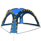 Partytent met LED en 4 zijwanden 3,6x3,6x2,3 m blauw - AllerleiShop