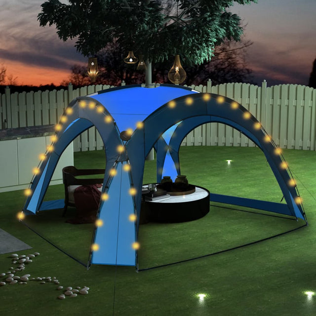 Partytent met LED en 4 zijwanden 3,6x3,6x2,3 m blauw - AllerleiShop