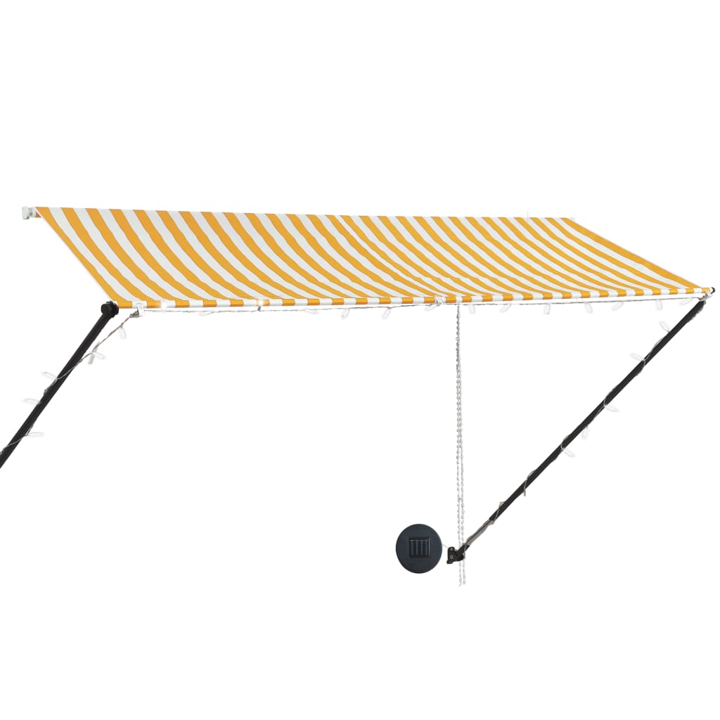 Luifel uittrekbaar met LED 300x150 cm geel en wit