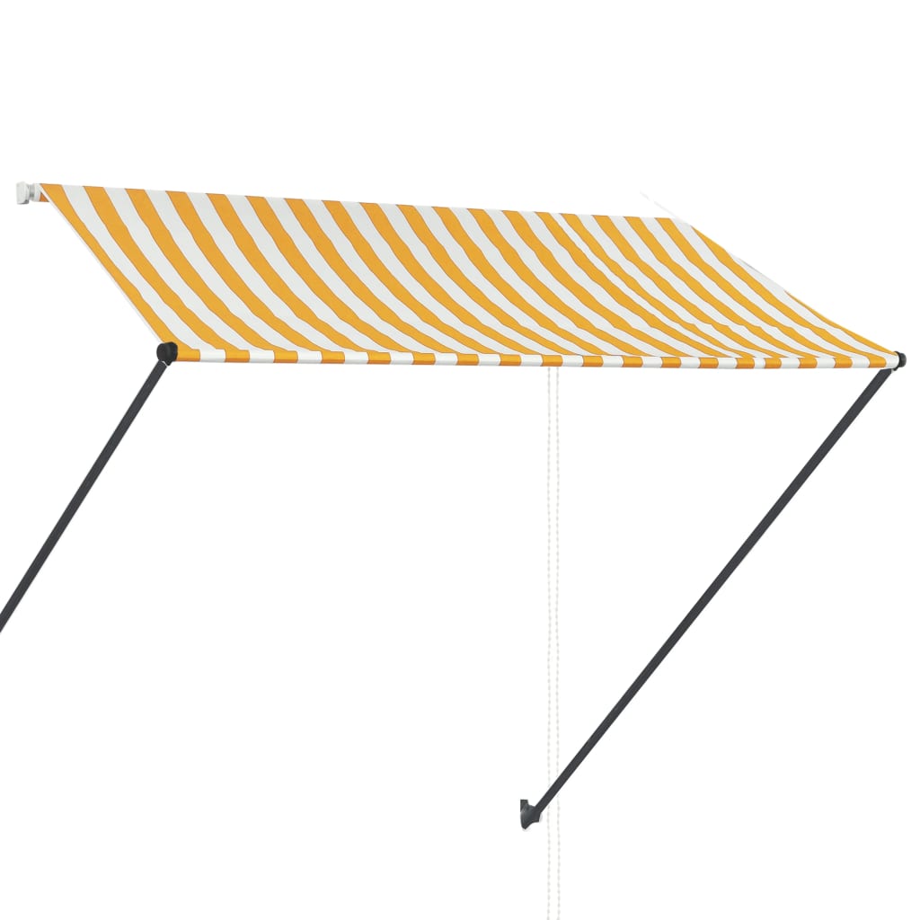 Luifel uittrekbaar met LED 300x150 cm geel en wit