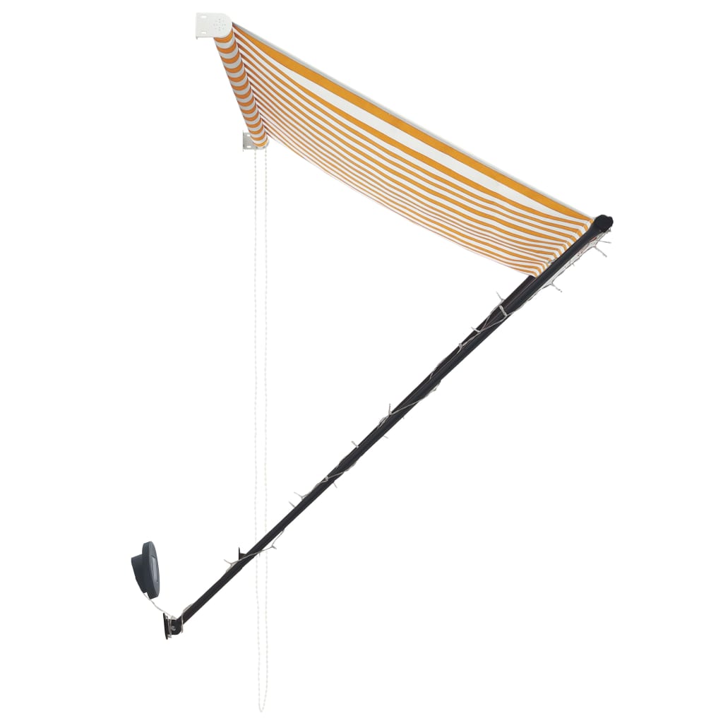 Luifel uittrekbaar met LED 300x150 cm geel en wit