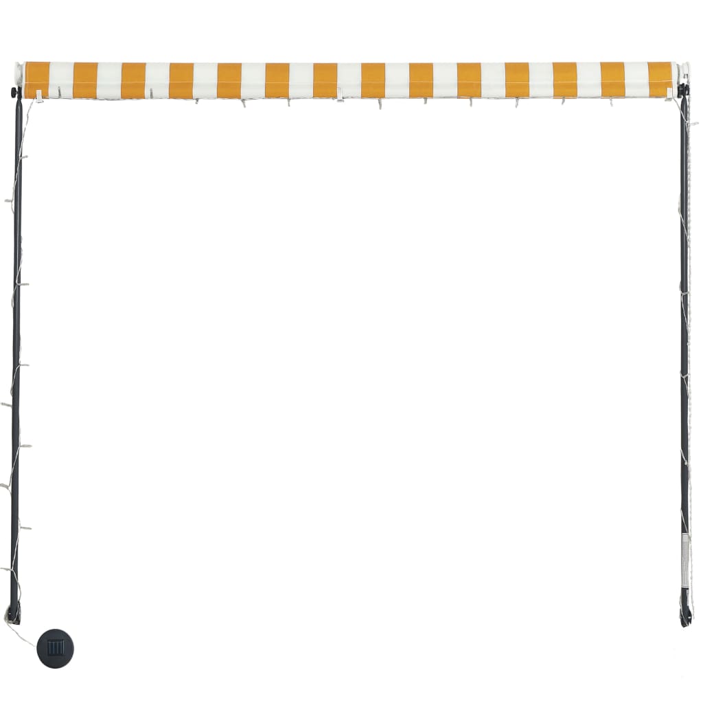 Luifel uittrekbaar met LED 300x150 cm geel en wit