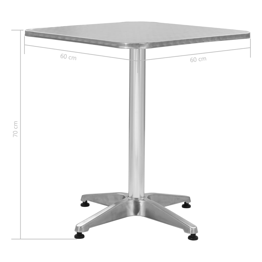 Tuintafel 60x60x70 cm aluminium zilverkleurig - AllerleiShop