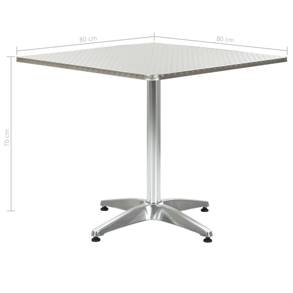 Tuintafel 80x80x70 cm aluminium zilverkleurig - AllerleiShop