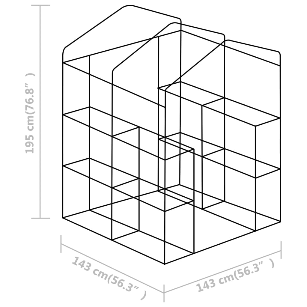 Tuinkas met schappen 143x143x195 cm staal - AllerleiShop