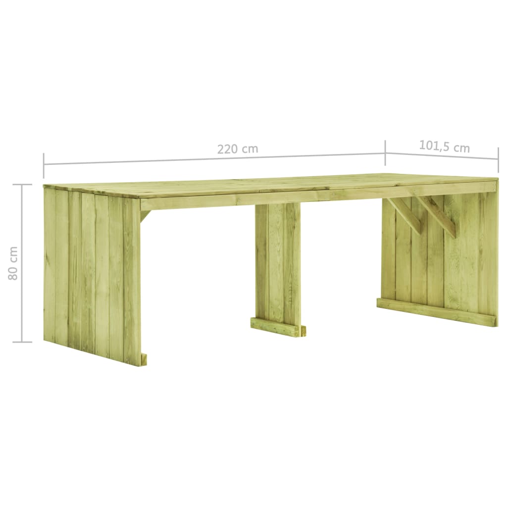 Tuintafel 220x101,5x80 cm geïmpregneerd grenenhout - AllerleiShop