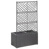 Latwerkplantenbak verhoogd met potten 58x30x107 cm rattan zwart - AllerleiShop