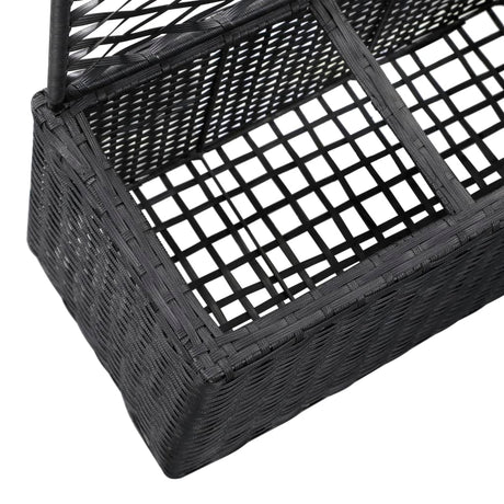 Latwerkplantenbak verhoogd met potten 83x30x130 cm rattan zwart - AllerleiShop