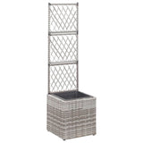 Latwerkplantenbak verhoogd met 1 pot 30x30x107 cm rattan grijs - AllerleiShop