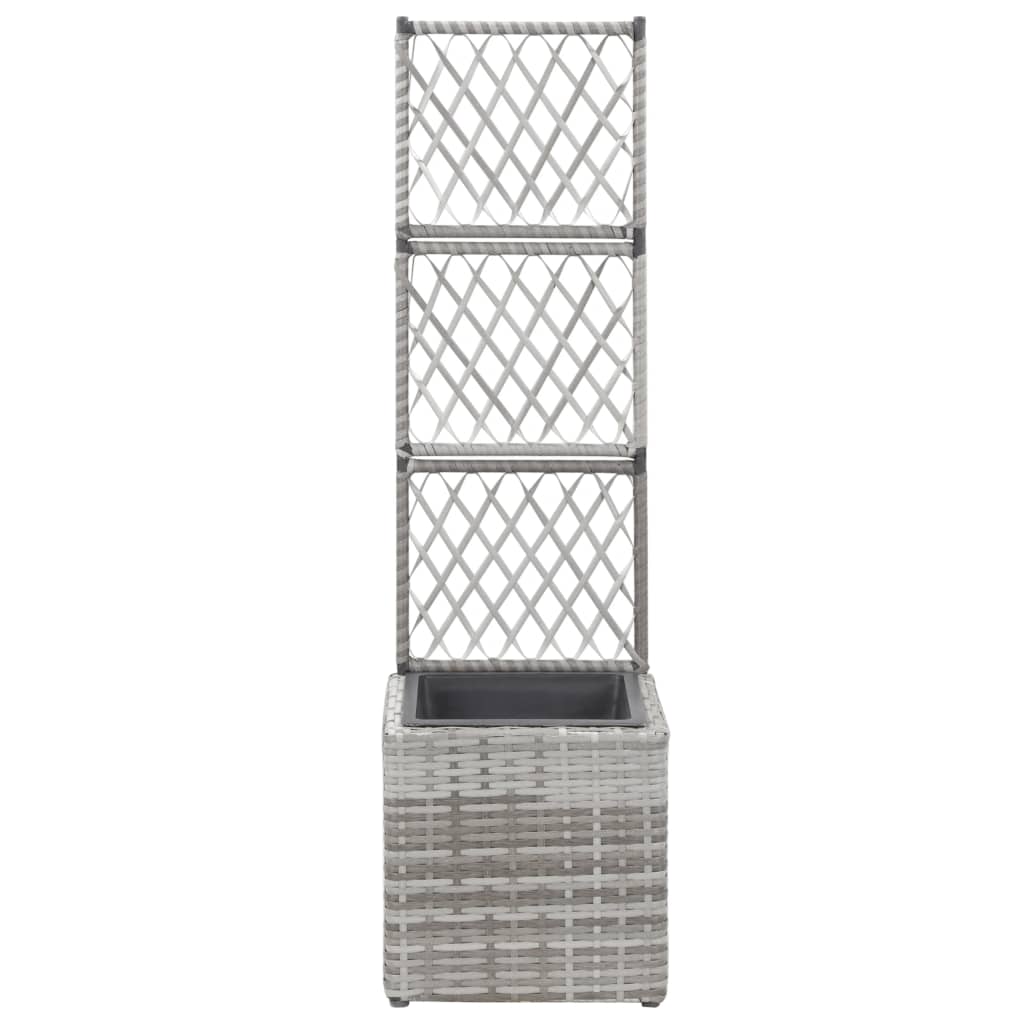 Latwerkplantenbak verhoogd met 1 pot 30x30x107 cm rattan grijs - AllerleiShop