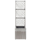 Latwerkplantenbak verhoogd met 1 pot 30x30x107 cm rattan grijs - AllerleiShop