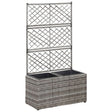 Latwerkplantenbak verhoogd met potten 58x30x107 cm rattan grijs - AllerleiShop