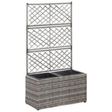 Latwerkplantenbak verhoogd met potten 58x30x107 cm rattan grijs - AllerleiShop