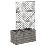 Latwerkplantenbak verhoogd met potten 58x30x107 cm rattan grijs - AllerleiShop