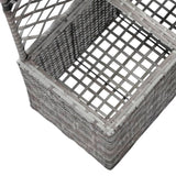 Latwerkplantenbak verhoogd met potten 58x30x107 cm rattan grijs - AllerleiShop