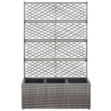 Latwerkplantenbak verhoogd met potten 83x30x130 cm rattan grijs - AllerleiShop