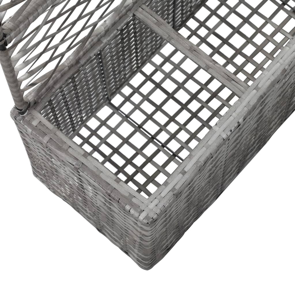 Latwerkplantenbak verhoogd met potten 83x30x130 cm rattan grijs - AllerleiShop