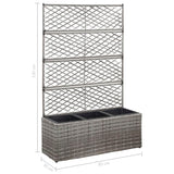 Latwerkplantenbak verhoogd met potten 83x30x130 cm rattan grijs - AllerleiShop