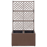 Latwerkplantenbak verhoogd met potten 58x30x107 cm rattan bruin - AllerleiShop