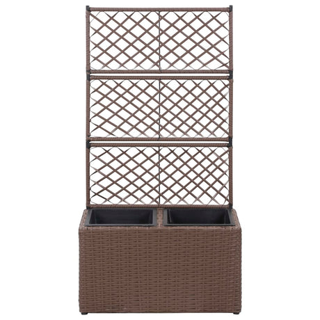 Latwerkplantenbak verhoogd met potten 58x30x107 cm rattan bruin - AllerleiShop