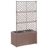 Latwerkplantenbak verhoogd met potten 58x30x107 cm rattan bruin - AllerleiShop