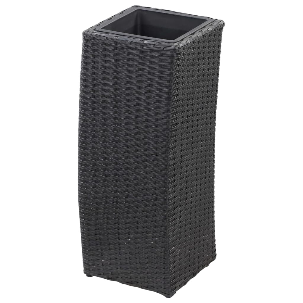 Plantenbakken verhoogd 3 st poly rattan zwart - AllerleiShop