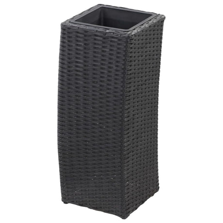 Plantenbakken verhoogd 3 st poly rattan zwart - AllerleiShop