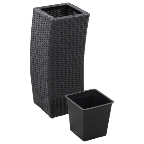 Plantenbakken verhoogd 3 st poly rattan zwart - AllerleiShop