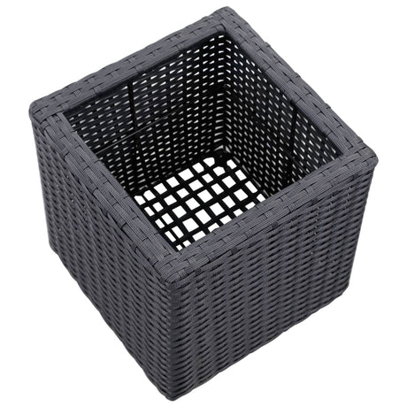 Plantenbakken verhoogd 3 st poly rattan zwart - AllerleiShop