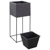 Plantenbakken verhoogd 3 st poly rattan zwart - AllerleiShop