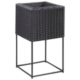 Plantenbakken verhoogd 3 st poly rattan zwart - AllerleiShop