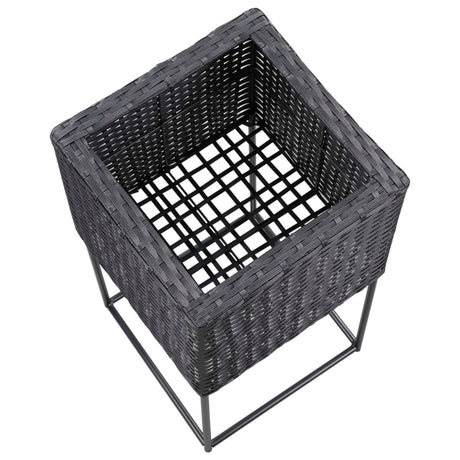 Plantenbakken verhoogd 3 st poly rattan zwart - AllerleiShop