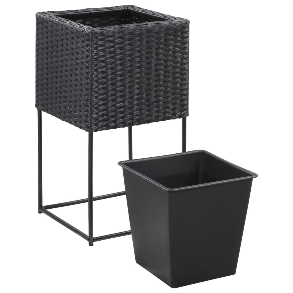 Plantenbakken verhoogd 3 st poly rattan zwart - AllerleiShop